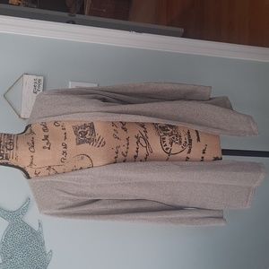 4 cardigans. 2 Black, 2 heathered gray, 1 Heathered beige